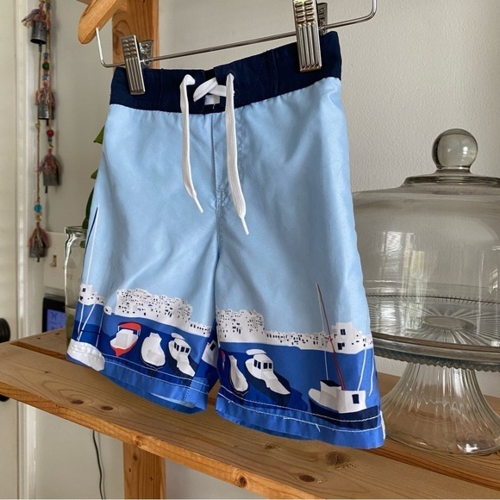 Janie and Jack Blue Sailboat Swim Trunks Shorts - Picture 4 of 8